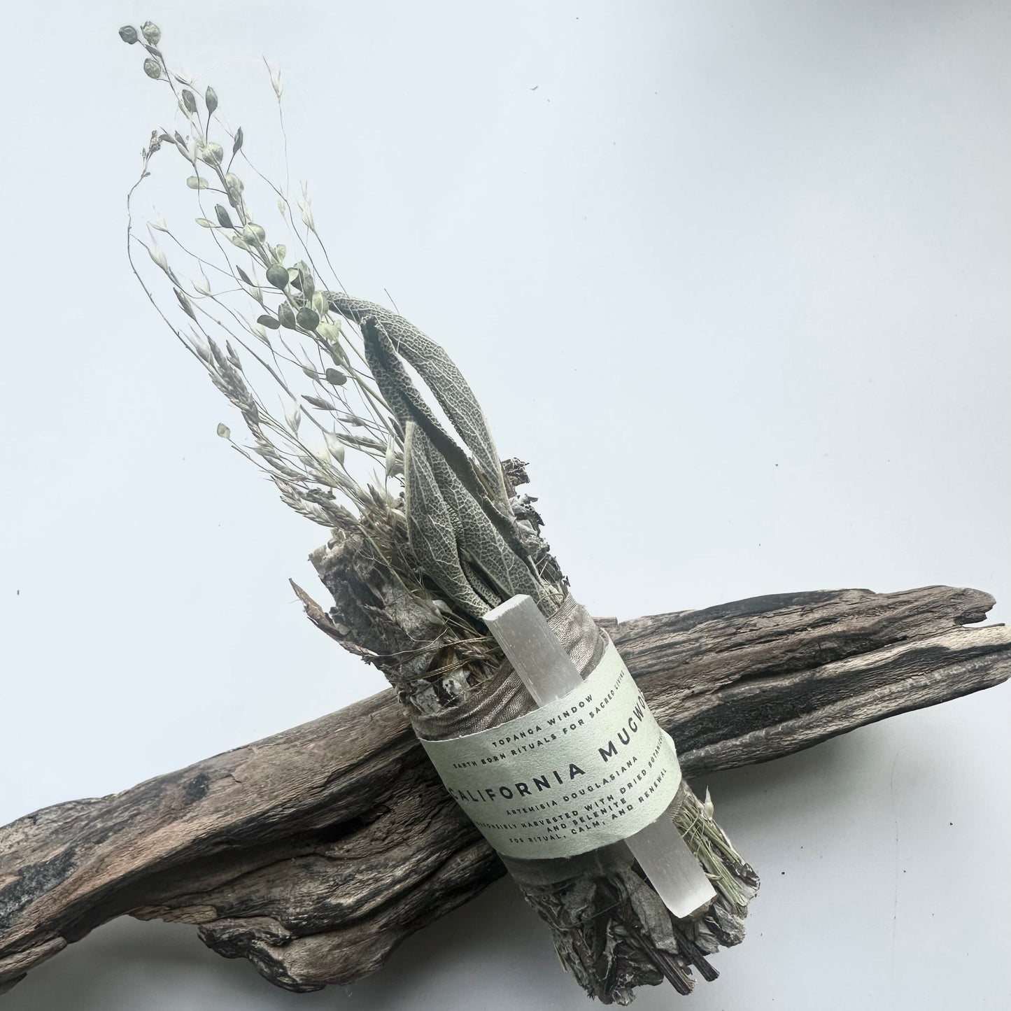 California Mugwort Smoke Cleansing Stick with Selenite