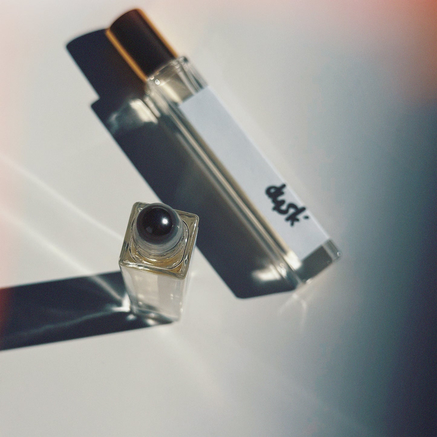 perfume glass bottle with metal roll on