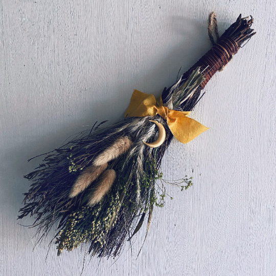 Rustic Floral Broom Moon Charm Home Decor / Wedding