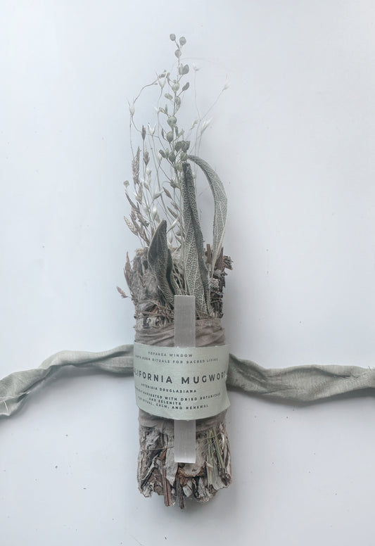 California Mugwort Smoke Cleansing Stick with Selenite