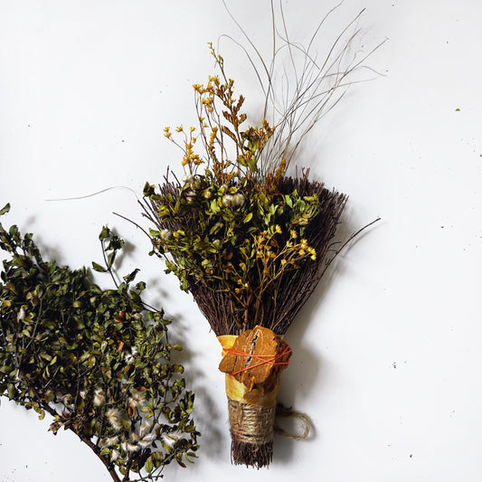 RUSTIC MINI BROOM  + CREOSOTE + JASPER STONE