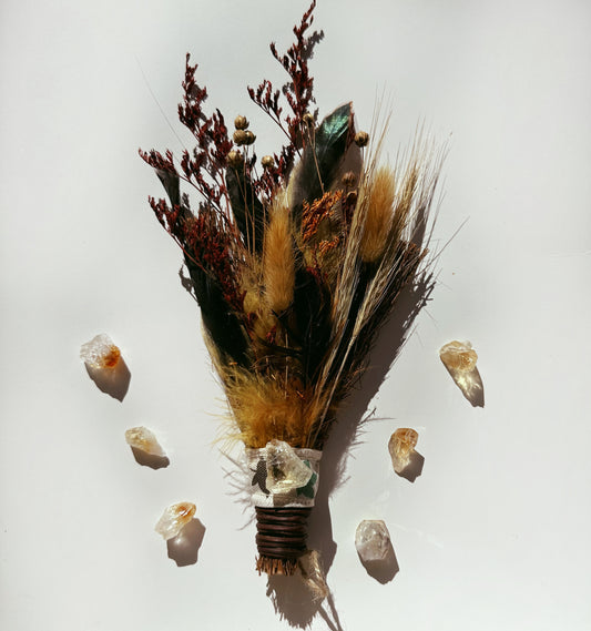 Abundance Cinnamon Broom with Citrine Crystal