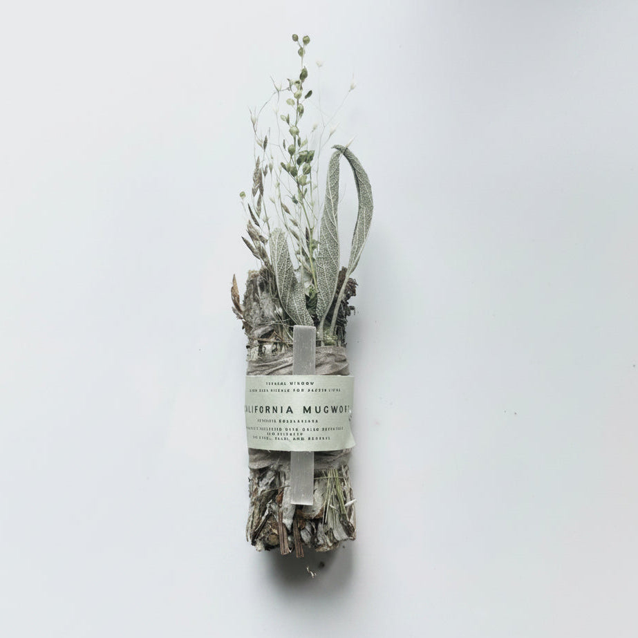 California Mugwort incense stick with label on a white background