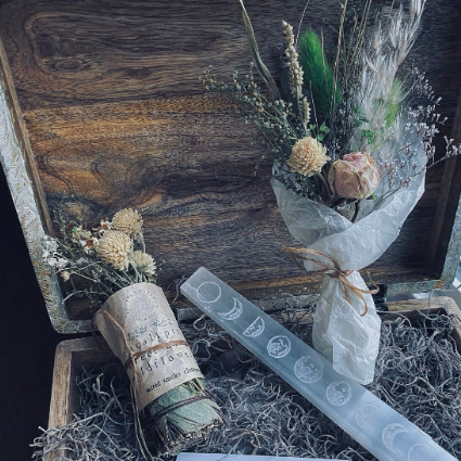 Moon Ritual Box – Sacred Altar Set with Selenite Wand & Smoke Cleansing Stick
