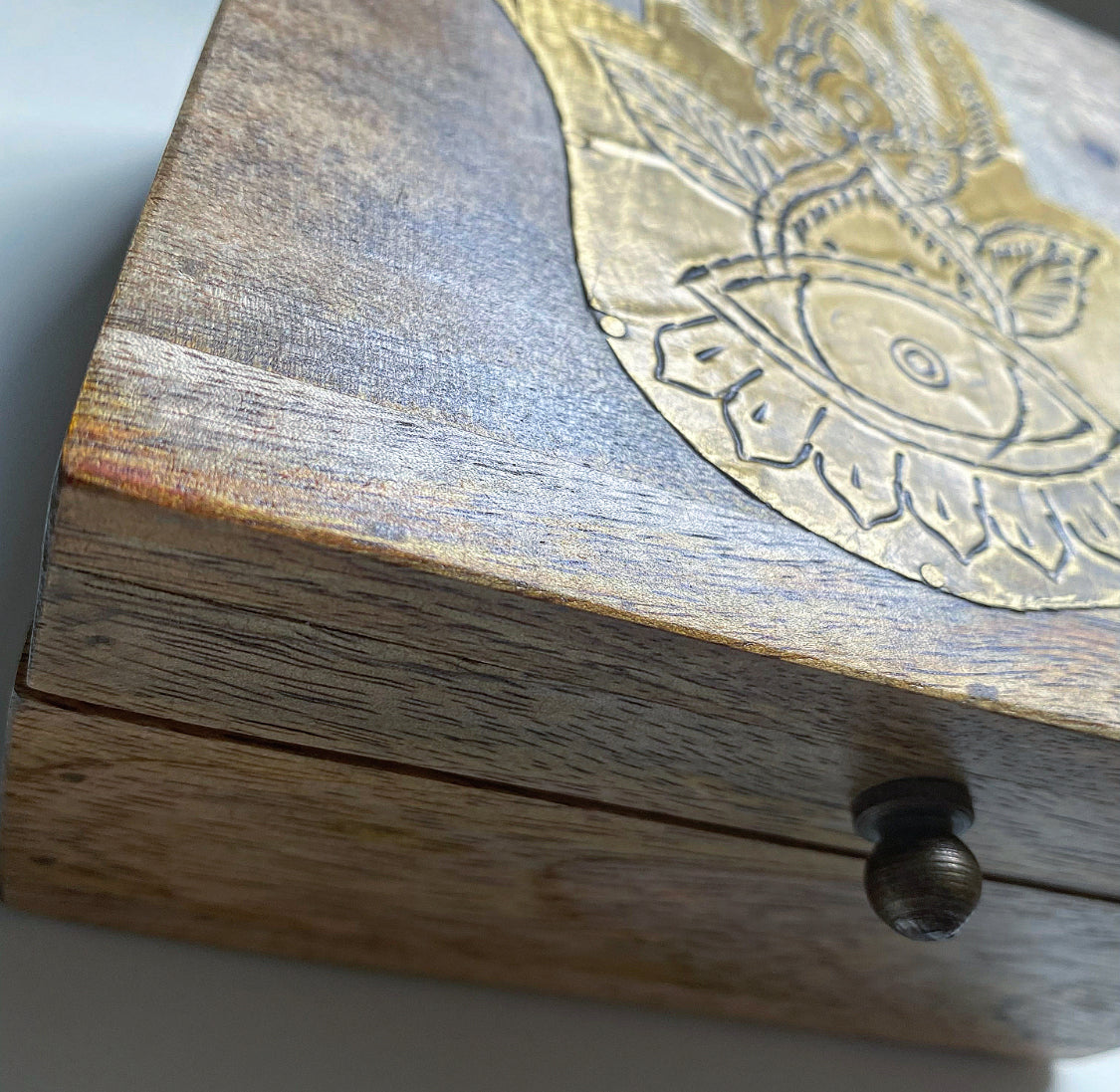 WOODEN BOX GOLDEN HAMSA DESIGN