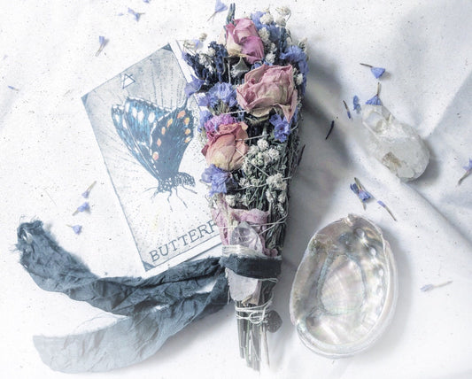 MARIPOSA +Blue Sage Stick + Crystal +Shell for Transformation